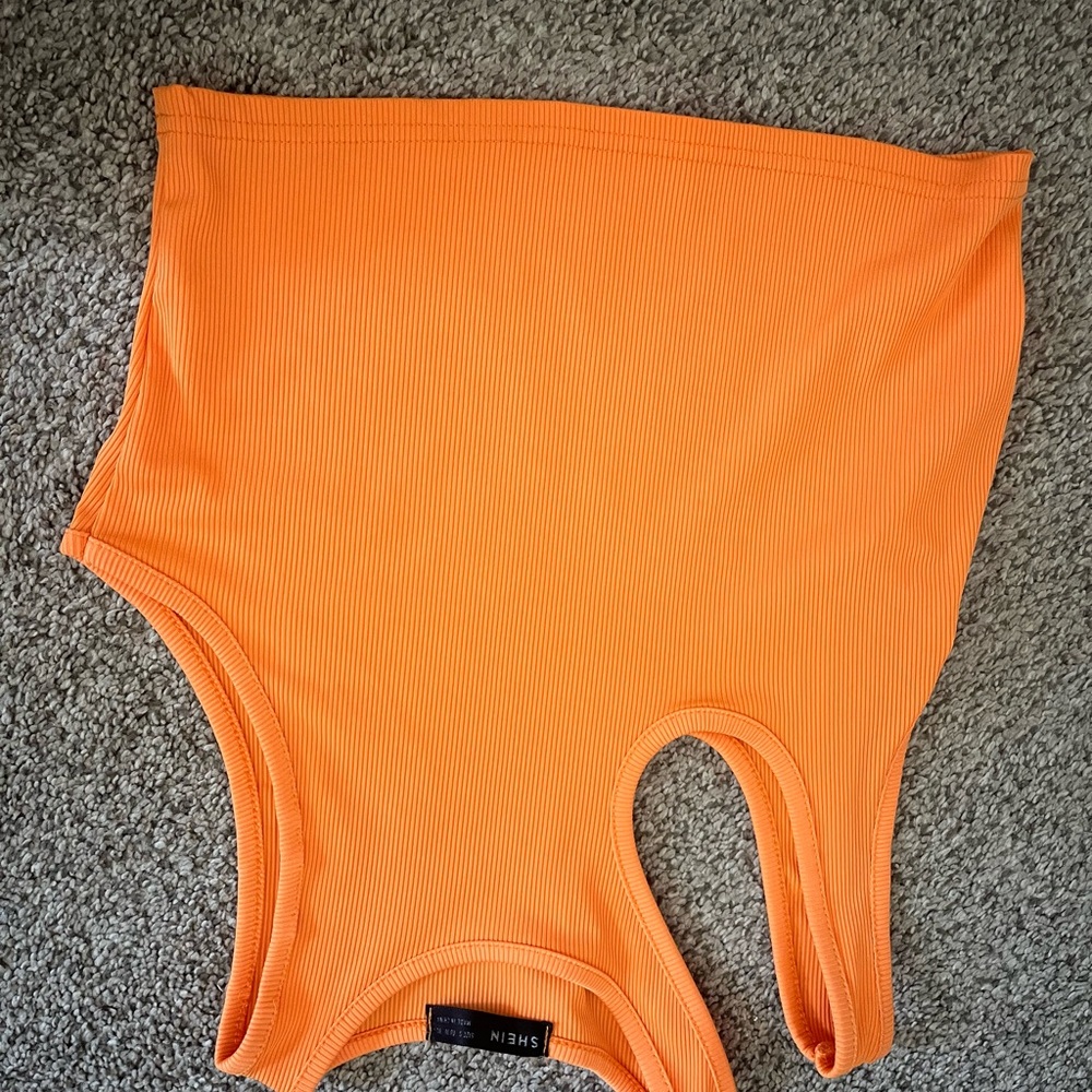 SHEIN Bright Orange Ribbed Top